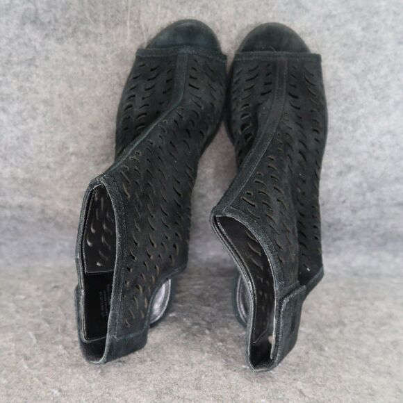 Via Spiga Shoes Womens 9 Sandal Bootie Wedge Ankle Strap Leather Open Toe Black - Picture 7 of 14